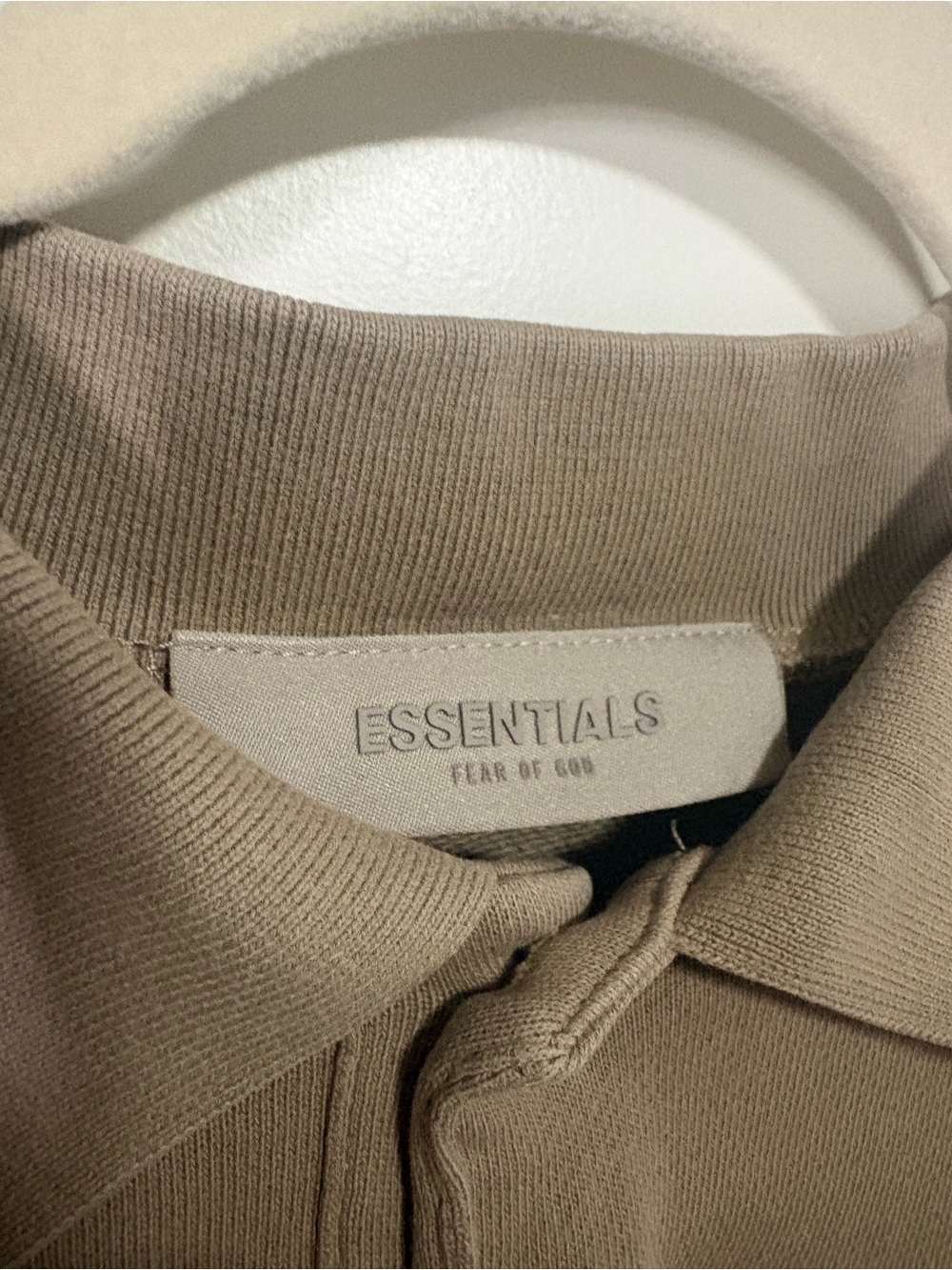 Unisex ESSENTIALS Fear of God Taupe Polo-Style Sweatshirt w Collar Small - Picture 5 of 8